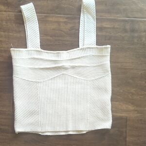 4SI3NNA Cream Ribbed Tank Top Size M